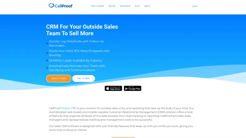 Homepage of CallProof