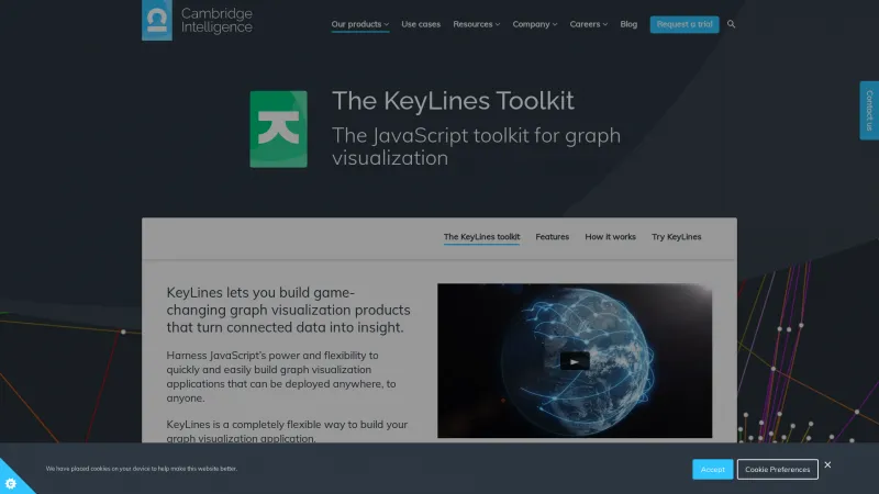 Homepage of KeyLines