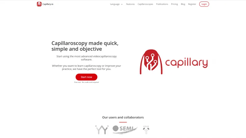 Homepage of Capillary.io