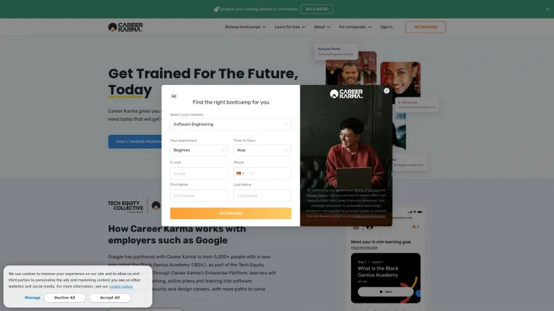 Homepage of Career Karma