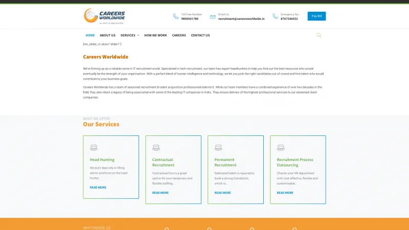 Homepage of Careers Worldwide