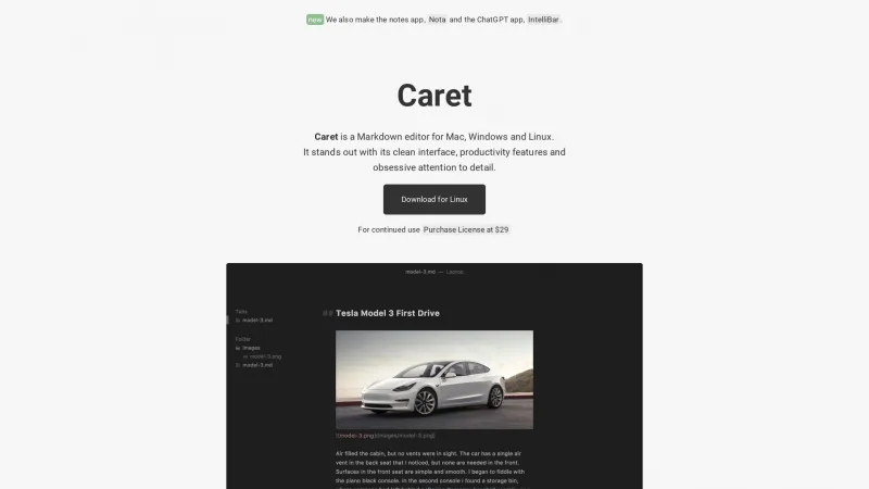 Homepage of Caret