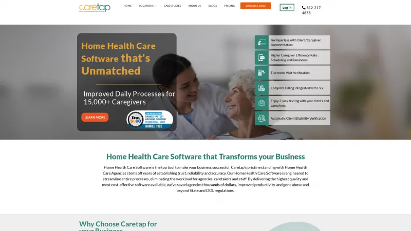 Homepage of CareTap