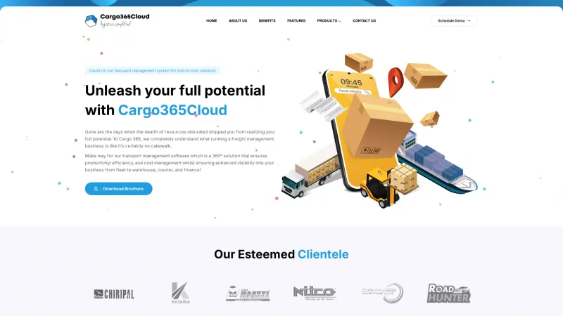 Homepage of Cargo365cloud