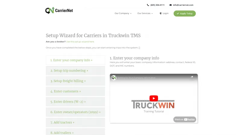 Homepage of Truckwin TMS