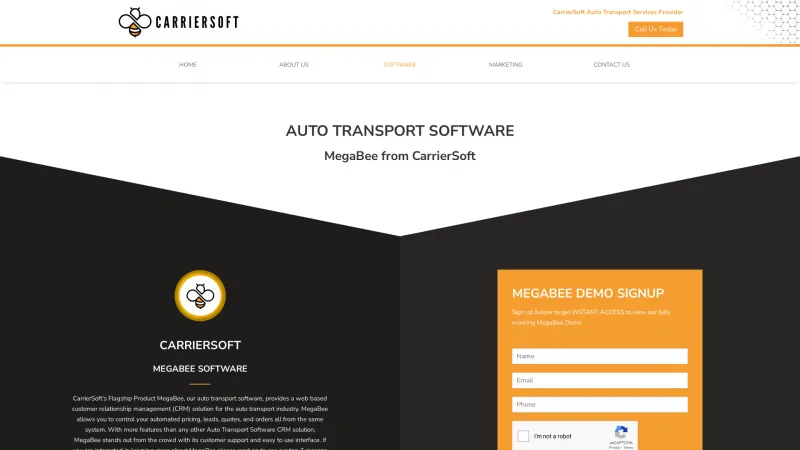 Homepage of CarrierSoft