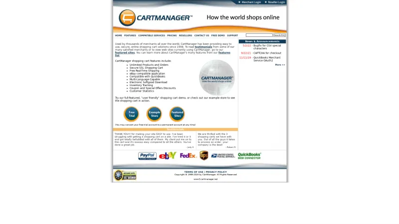 Homepage of CartManager