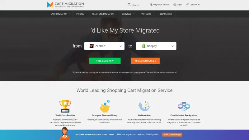 Homepage of CartMigration