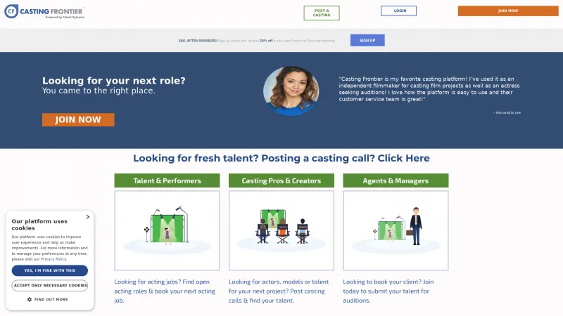 Homepage of Casting Frontier