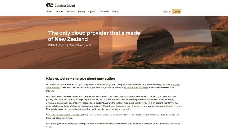 Homepage of Catalyst Cloud