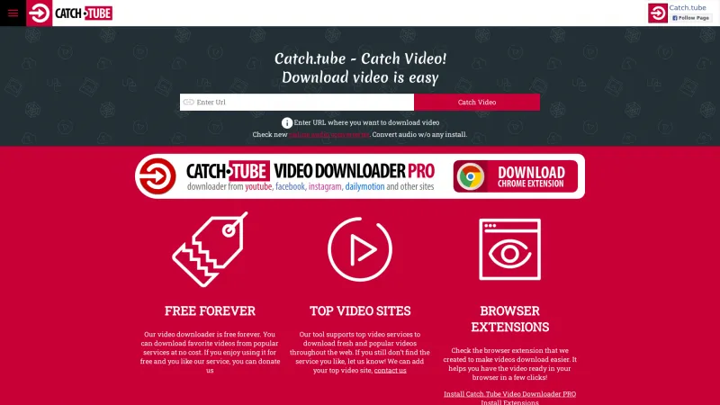 Homepage of Catch.tube