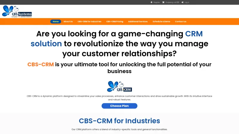 Homepage of CBS-CRM