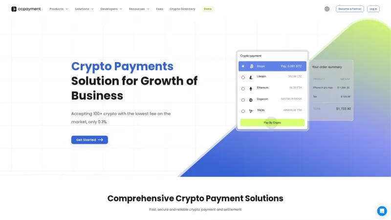 Homepage of CCPayment