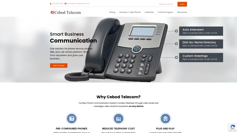 Homepage of Cebod Telecom