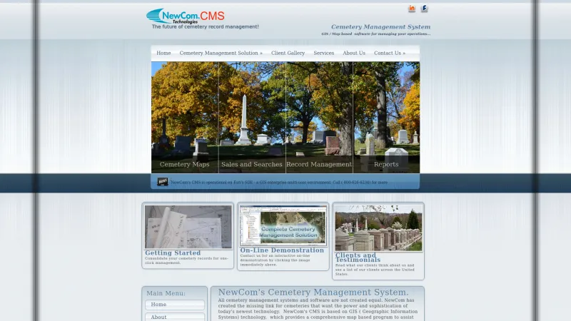 Homepage of NewCom Cemetery Management System