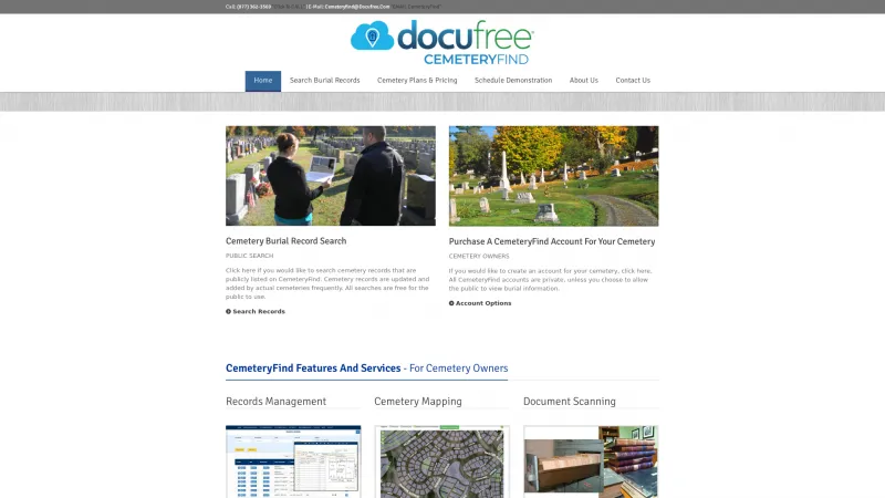 Homepage of CemeteryFind