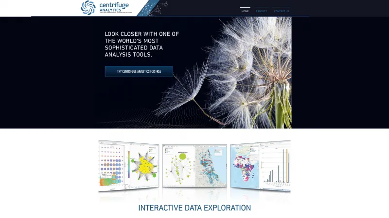 Homepage of Centrifuge Analytics