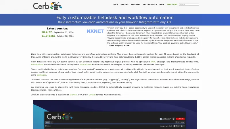 Homepage of Cerb