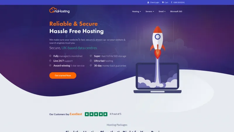 Homepage of Certa Hosting