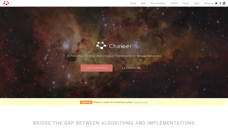 Homepage of Chainer