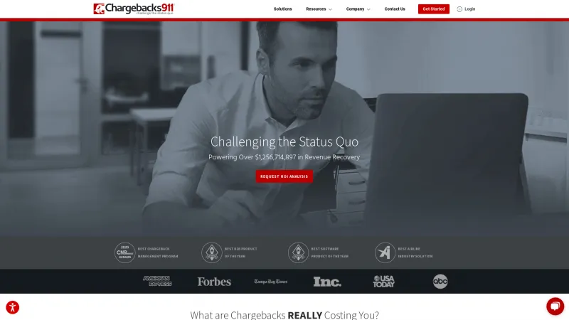 Homepage of Chargebacks911