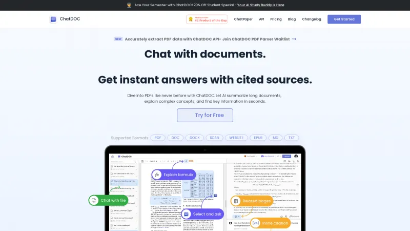 Homepage of ChatDOC