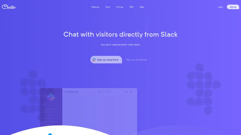 Homepage of Chatlio for Slack