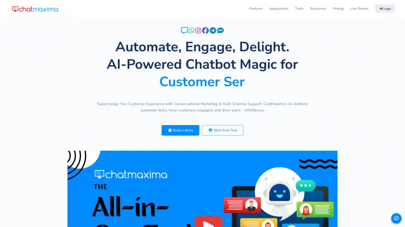 Homepage of ChatMaxima