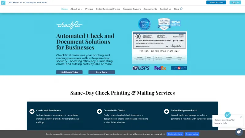 Homepage of Checkflo