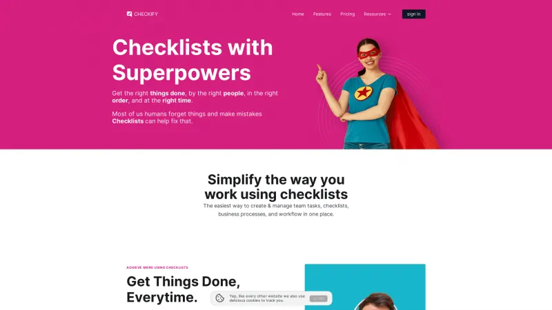 Homepage of Checkify