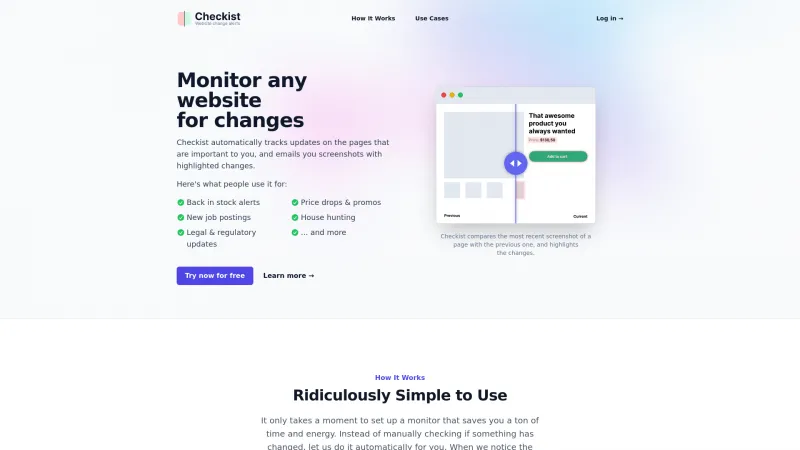 Homepage of Checkist