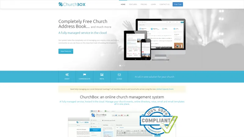 Homepage of ChurchBOX