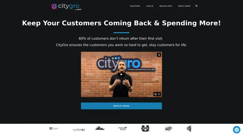 Homepage of CityGro