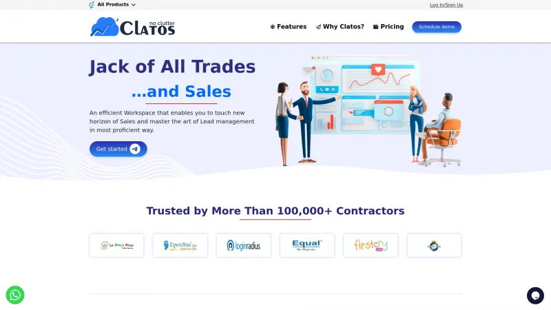 Homepage of Clatos CRM