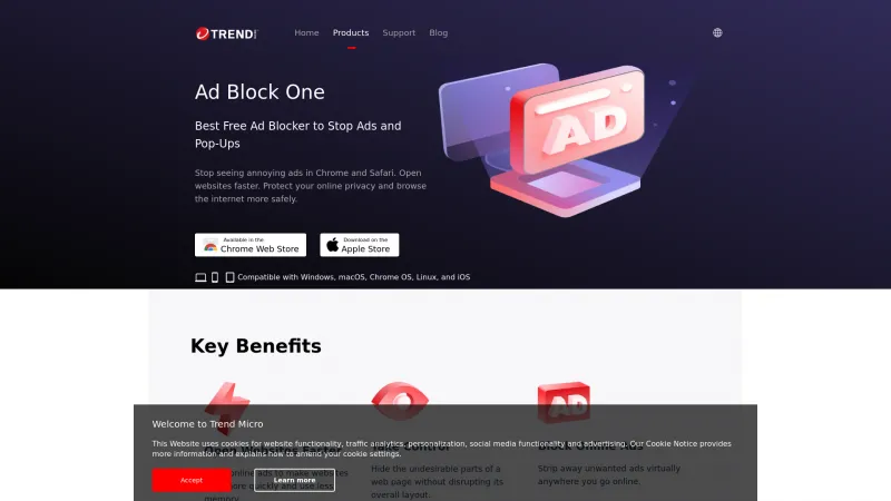 Homepage of Trend Micro Ad Block One