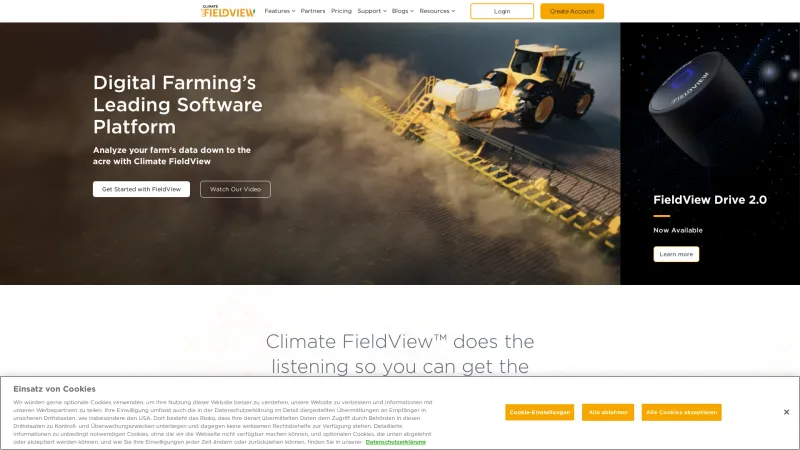 Homepage of Climate FieldView