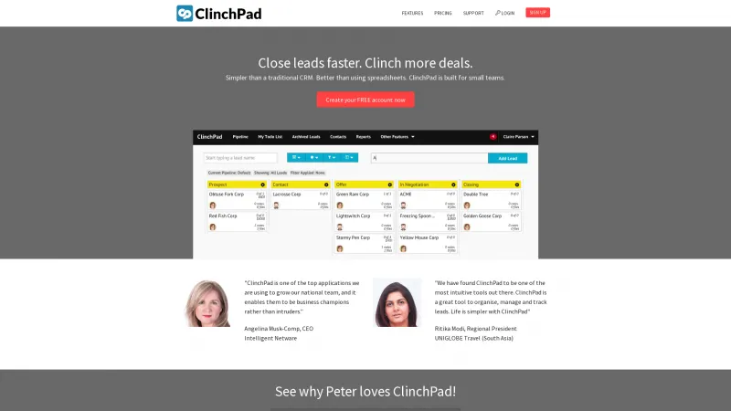 Homepage of ClinchPad