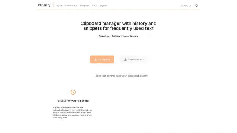 Homepage of Clipdiary