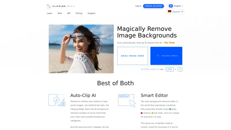 Homepage of Clipping Magic