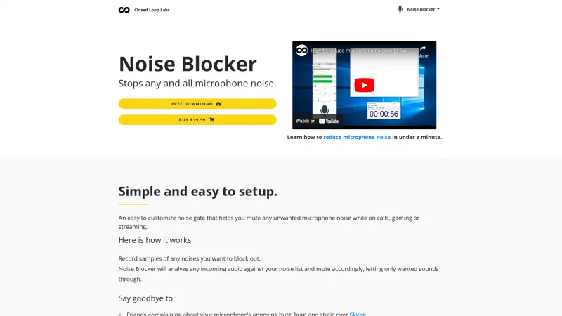 Homepage of Noise Blocker