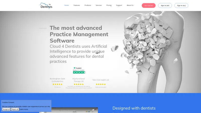 Homepage of Cloud 4 Dentists