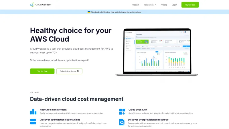 Homepage of CloudAvocado