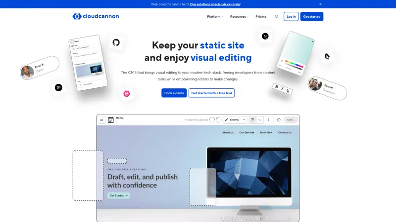 Homepage of CloudCannon