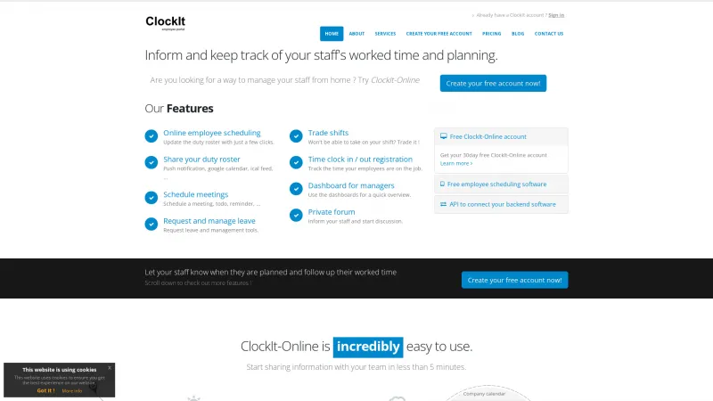 Homepage of Clockit-Online