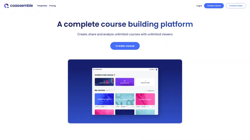 Homepage of Coassemble