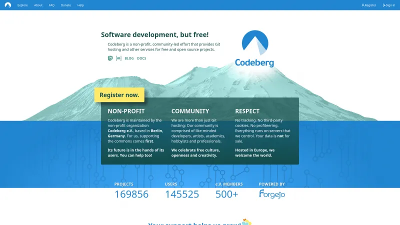 Homepage of Codeberg