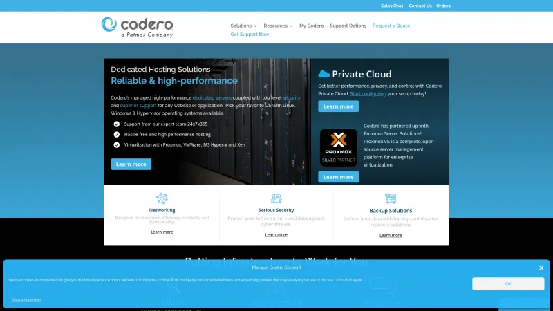 Homepage of Codero