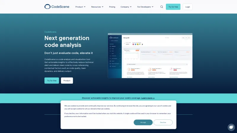 Homepage of CodeScene