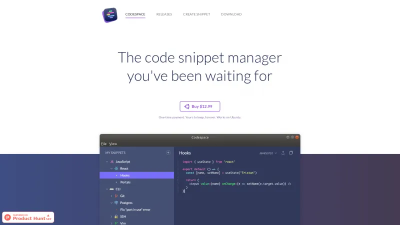 Homepage of Codespace