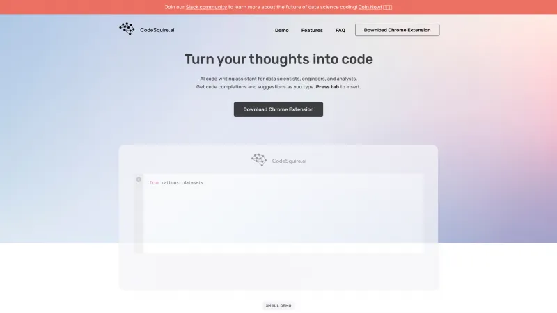 Homepage of CodeSquire